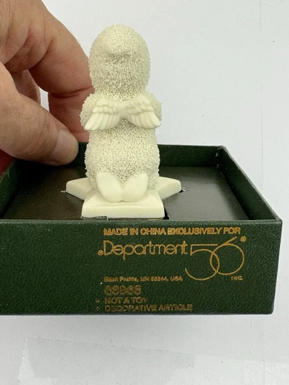 -Vintage Snowbabies Sweet Dreams Bisque Porcelain Hinged Box 2.5
